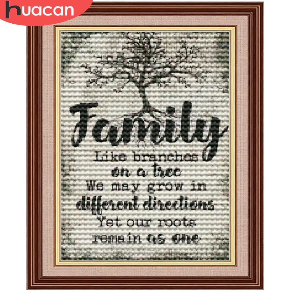 Family Tree Print - HUACAN 11CT 크로스 스티치 완성 키트