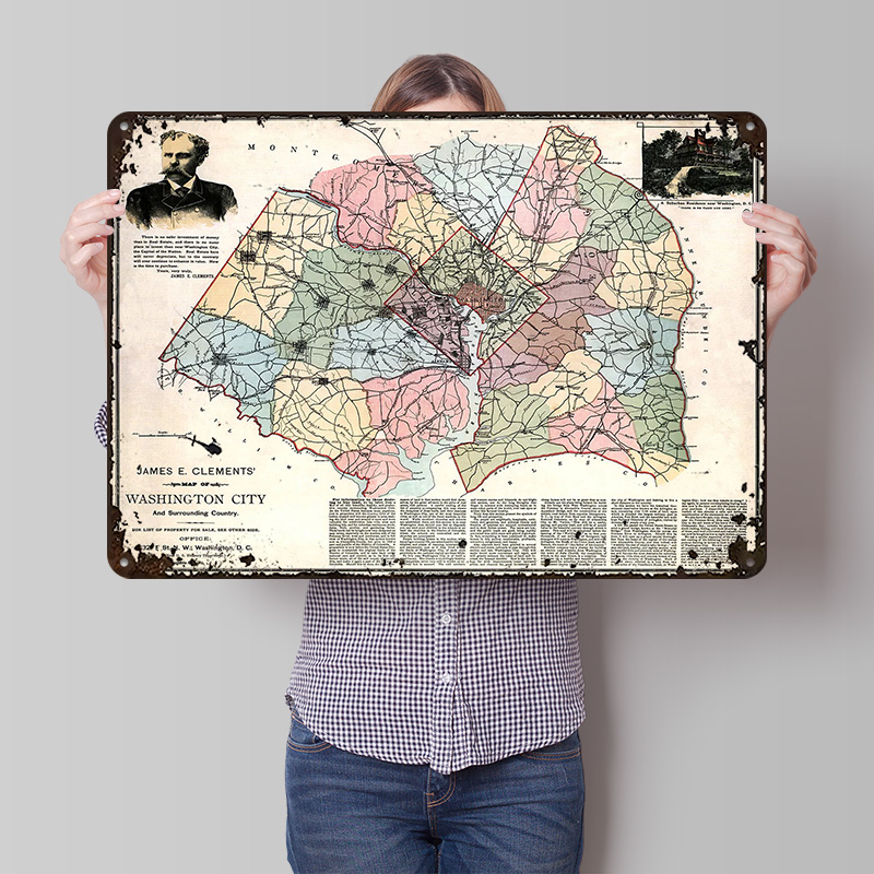 Custom Map Poster - 워싱턴 시티 지도 인쇄 포스터 맞춤형