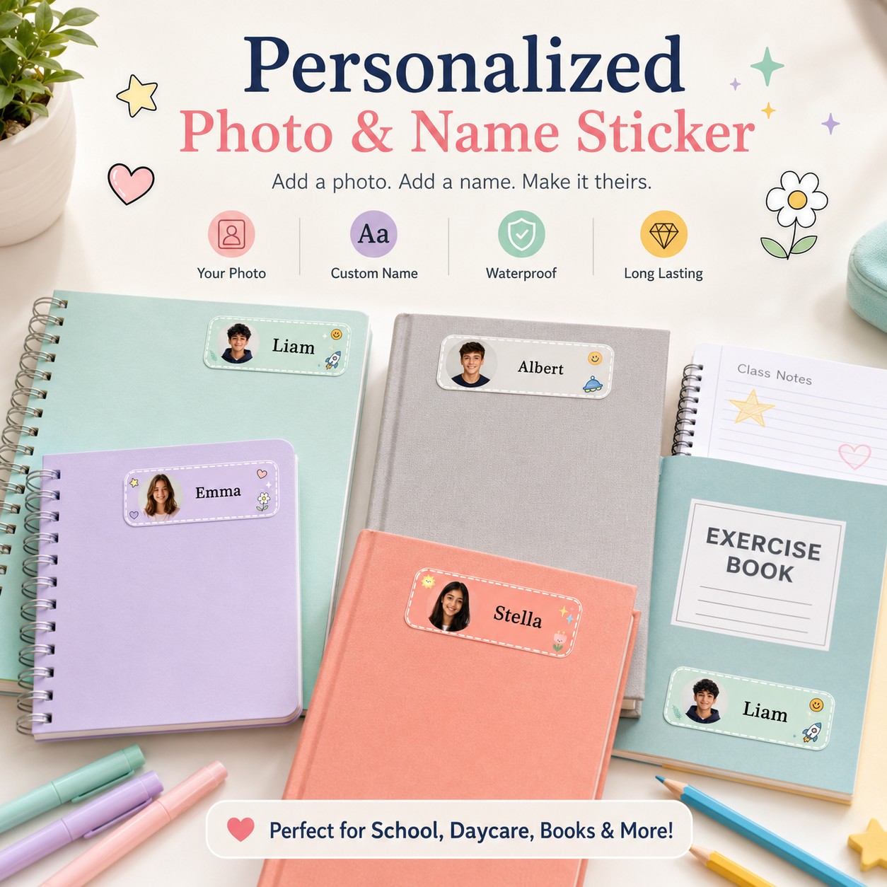 Custom Photo Book - 맞춤형 사진 이름 클래스 스티커, 개인