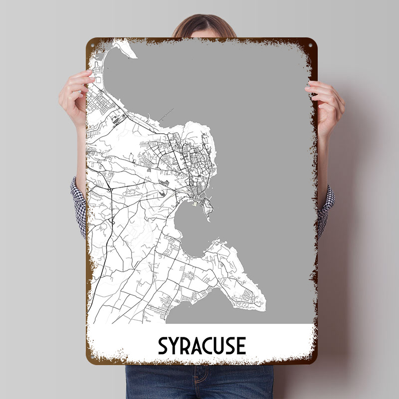 Custom Map Poster - 시라큐스 시티 맵 금속 포스터 맞춤형