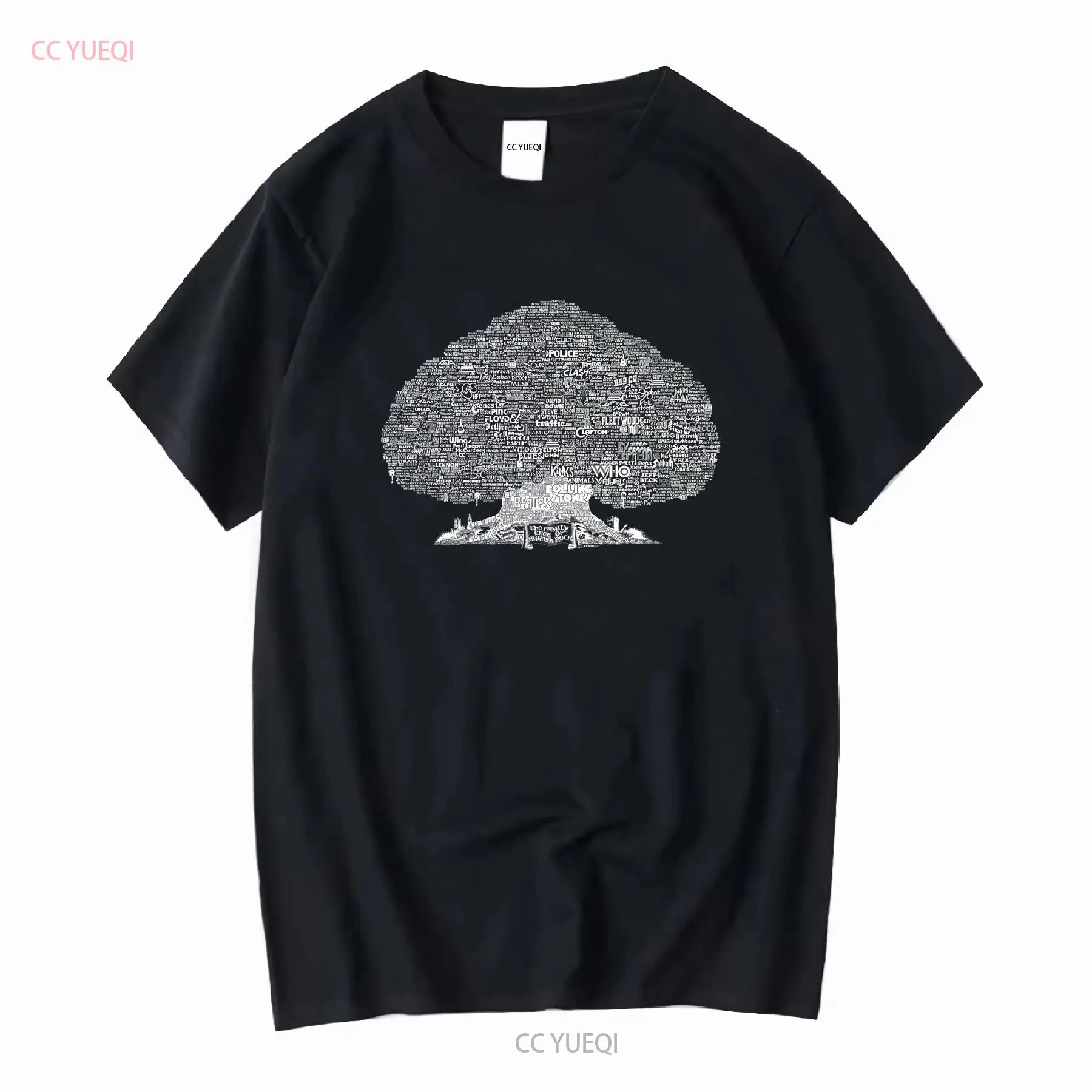 Family Tree Print - 영국 록 밴드 가족사진 티셔츠 빈티지