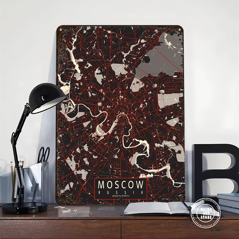 모스크바 도시 지도 벡터 금속 포스터 맞춤형 벽 예술  - Custom Map Poster 리뷰 및 가격