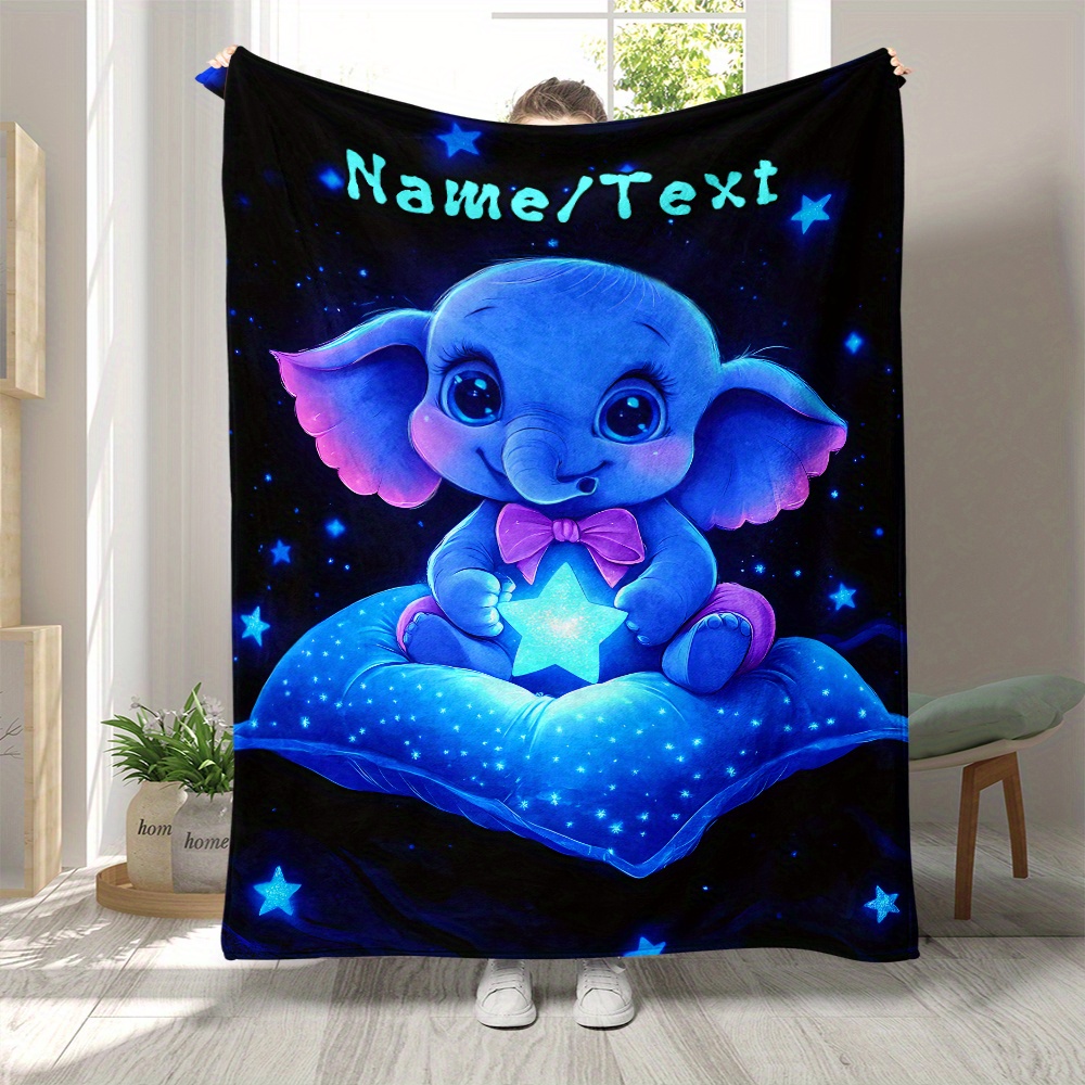 개인화된 귀여운 파란색 코끼리 담요 별 베개 나비넥타이 - Custom Night Sky 리뷰 및 가격