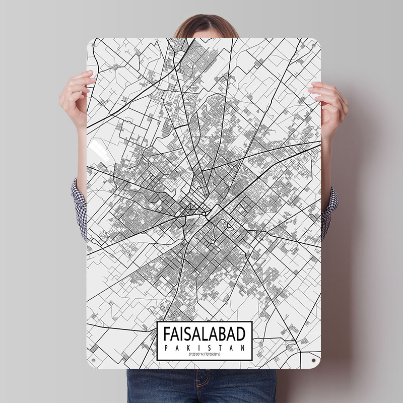 파이살라바드 도시 지도 파키스탄 라이트 틴플레이트 포스 - Custom Map Poster 리뷰 및 가격