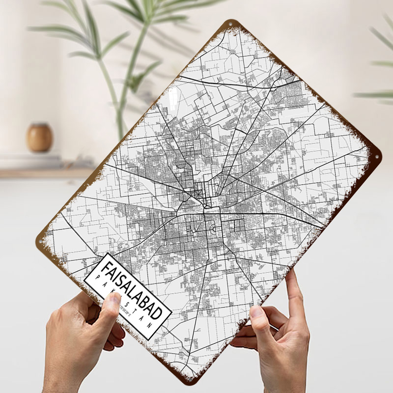 파이살라바드 도시 지도 파키스탄 라이트 틴플레이트 포스 - Custom Map Poster 리뷰 및 가격