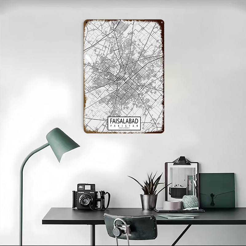 파이살라바드 도시 지도 파키스탄 라이트 틴플레이트 포스 - Custom Map Poster 리뷰 및 가격