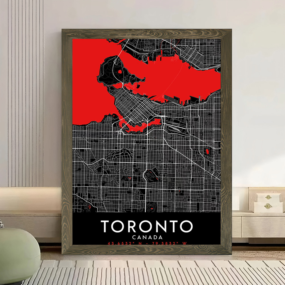 토론토 다크 맵 캔버스 벽 아트 포스터 맞춤형 사진 인 - Custom Map Poster 리뷰 및 가격