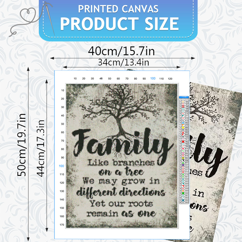 HUACAN 11CT 크로스 스티치 완성 키트 가족 문 - Family Tree Print 리뷰 및 가격