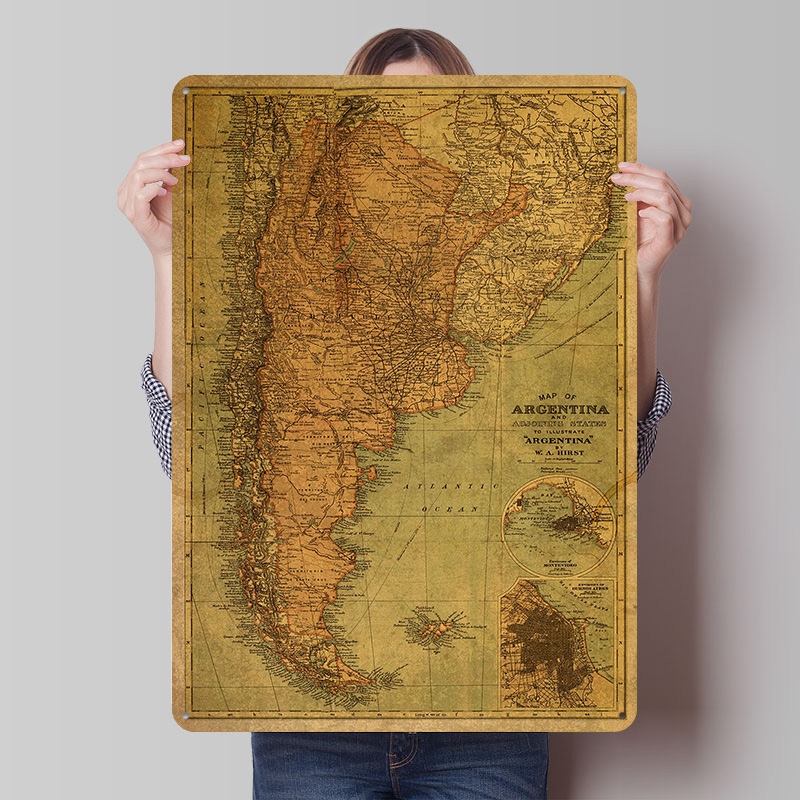 아르헨티나 빈티지 지도 틴 포스터 맞춤형 레트로 벽 장 - Custom Map Poster 리뷰 및 가격