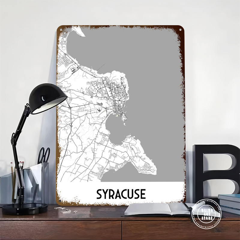 시라큐스 시티 맵 금속 포스터 맞춤형 벽 장식 레트로  - Custom Map Poster 리뷰 및 가격