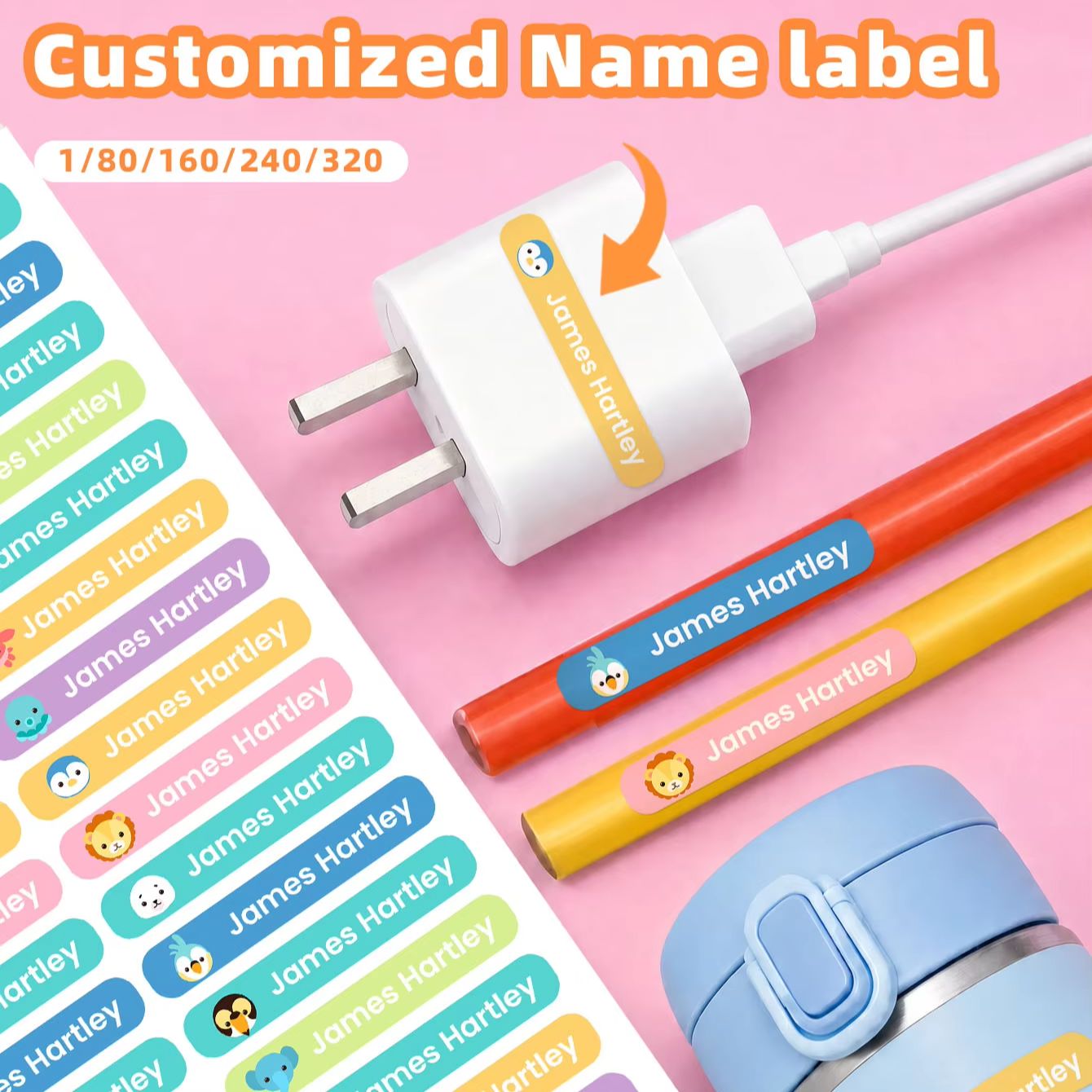 1-320PCS 맞춤형 만화 이름 스티커, 책 표지,  - Personalized Name Box 리뷰 및 가격