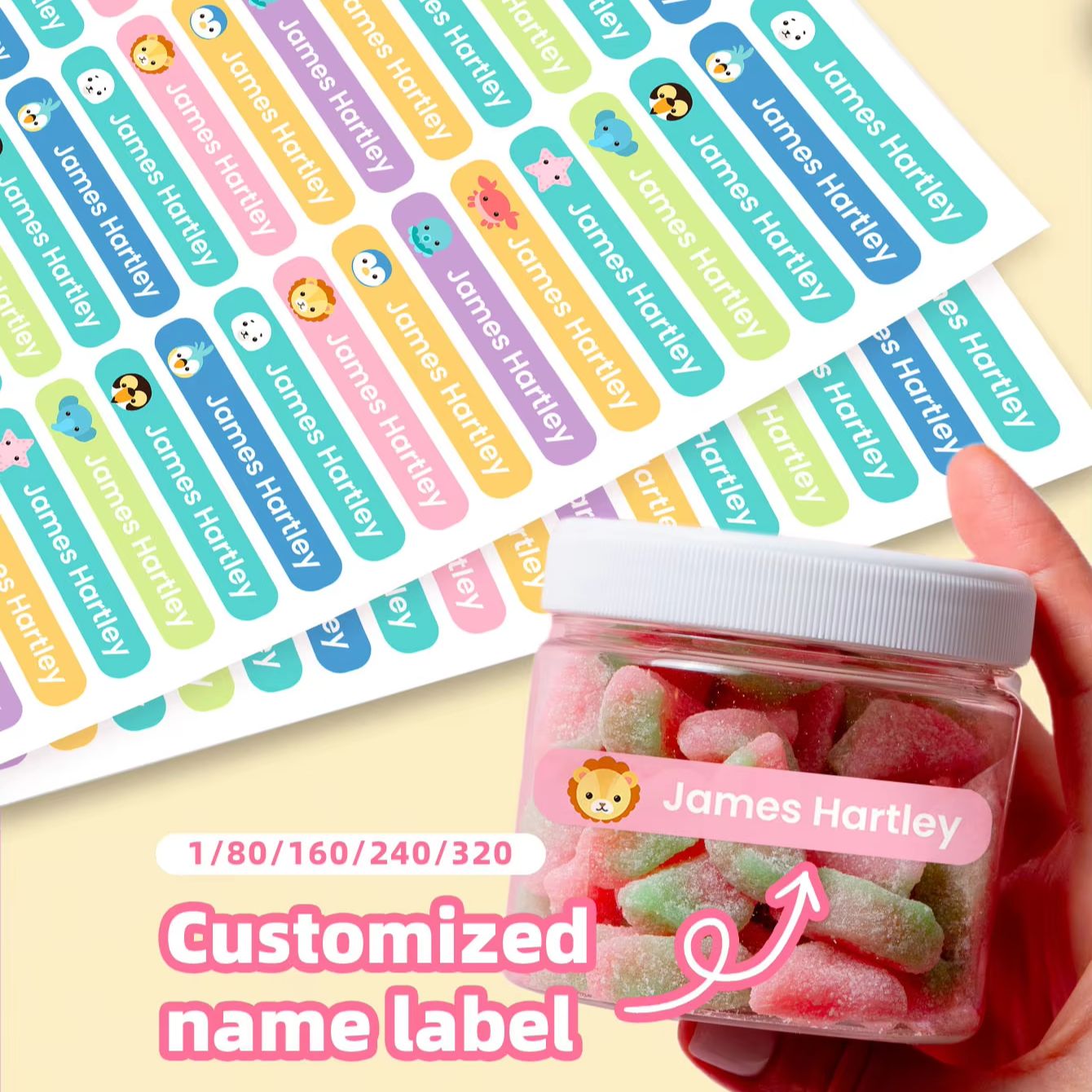 1-320PCS 맞춤형 만화 이름 스티커, 책 표지,  - Personalized Name Box 리뷰 및 가격
