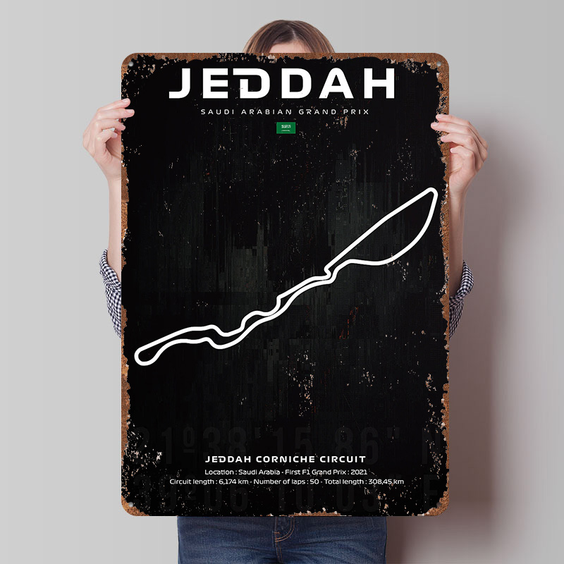 제다 서킷 지도 포스터 맞춤형 벽 장식 빈티지 금속 간 - Custom Map Poster 리뷰 및 가격