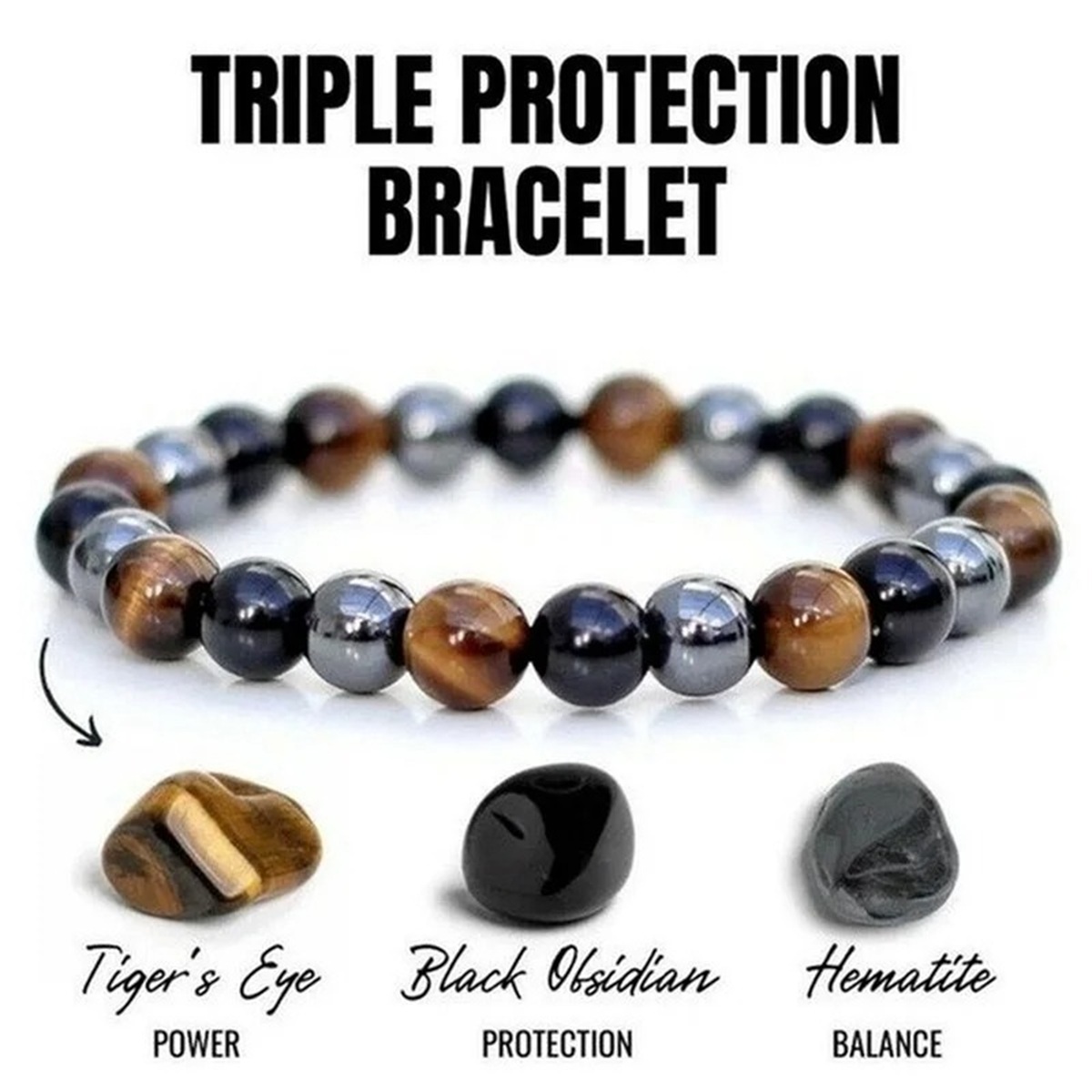 남성용 자석 헤마타이트 타이거아이 블랙 흑요석 삼중 보 - Coordinates Bracelet 리뷰 및 가격